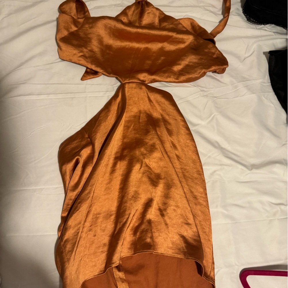 Oh Polly Mini Carmel String Open Back Dress - Size 4